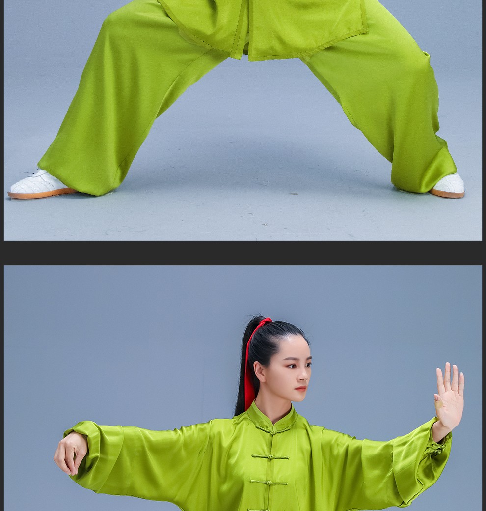 真丝太极服女春夏练功服中老年太极拳服装透气武术表演服套装桑蚕丝