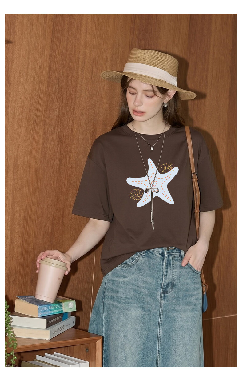 TonLion Pure Cotton Short Sleeve T-Shirt Women 200G Heavyweight Crew Neck Half Sleeve Summer 2026 New Loose Versatile Slim Fit Top 18