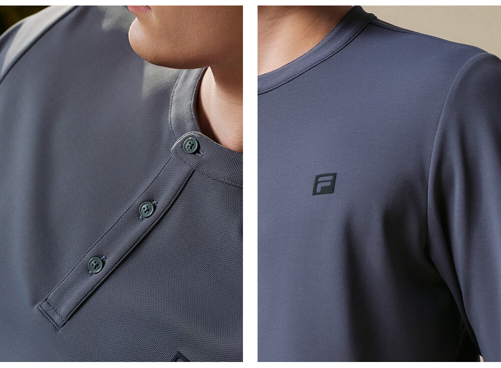FILA Men's Knitted Long Sleeve T-Shirt 2026 Autumn Henry Collar Sports Fitness Quick-Dry Long Tee 14