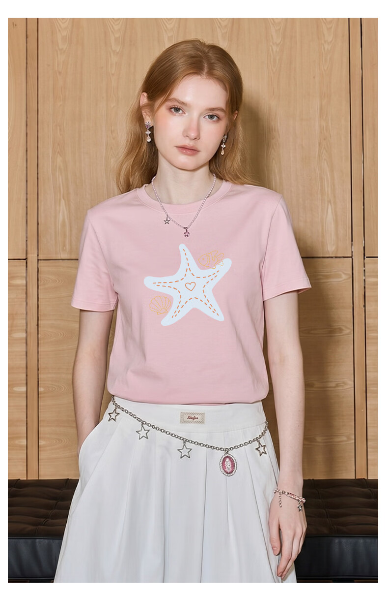 TonLion Pure Cotton Short Sleeve T-Shirt Women 200G Heavyweight Crew Neck Half Sleeve Summer 2026 New Loose Versatile Slim Fit Top 16