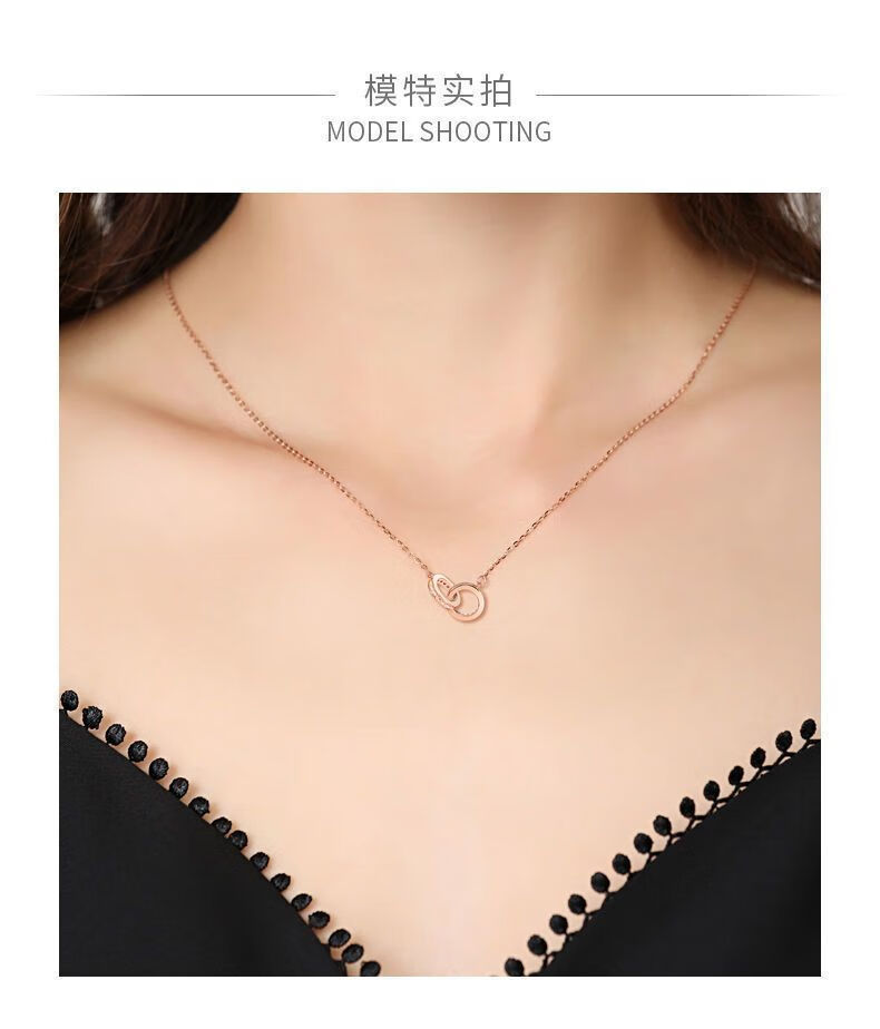 ck莫比乌斯双环项链女银饰s925满钻锁骨链女ins小众轻奢设计款颈链