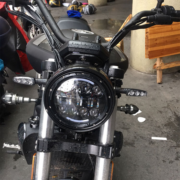 贝纳利幼狮250大灯适用帝国400 502c改装幼狮500/250黄龙300/600圆灯