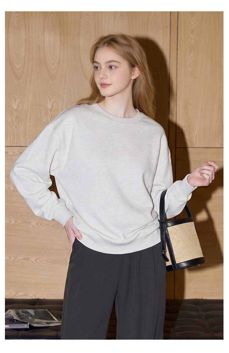 TonLion Women's Sweatshirt Spring and Autumn New Round Neck Pullover Casual Trendy Loose Long Sleeve Top 18
