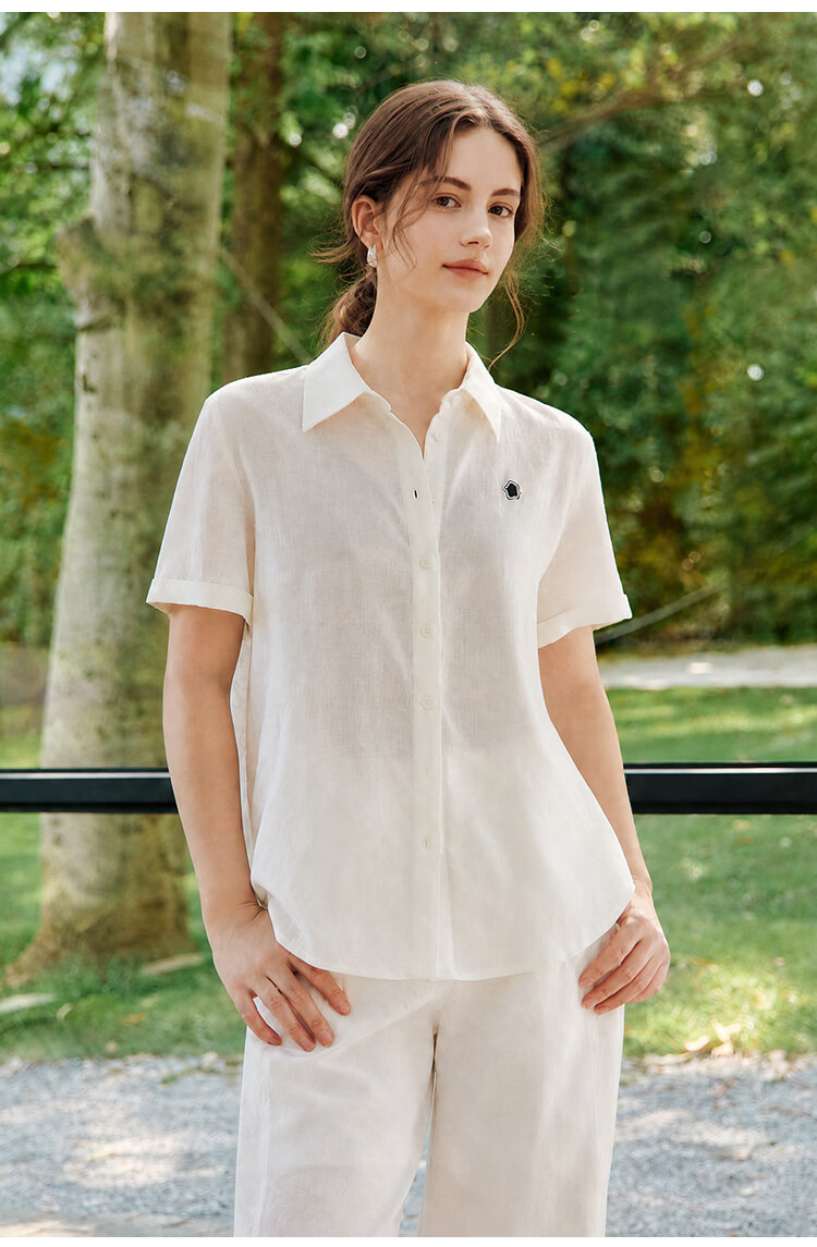 INMAN Tencel Linen Commuter Lightweight Short Sleeve Shirt Summer 2026 Women's Cardigan Glacier Pink L 19