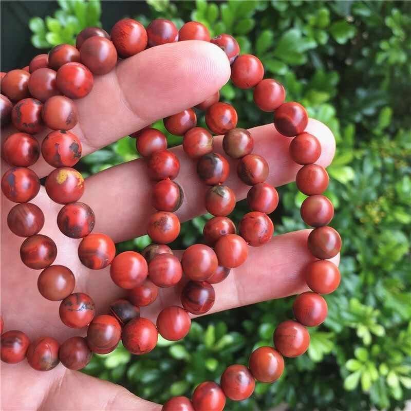 华花弥(huahuami)南红玛瑙四川凉山瓦西九口铁皮黄皮包浆带原皮佛珠
