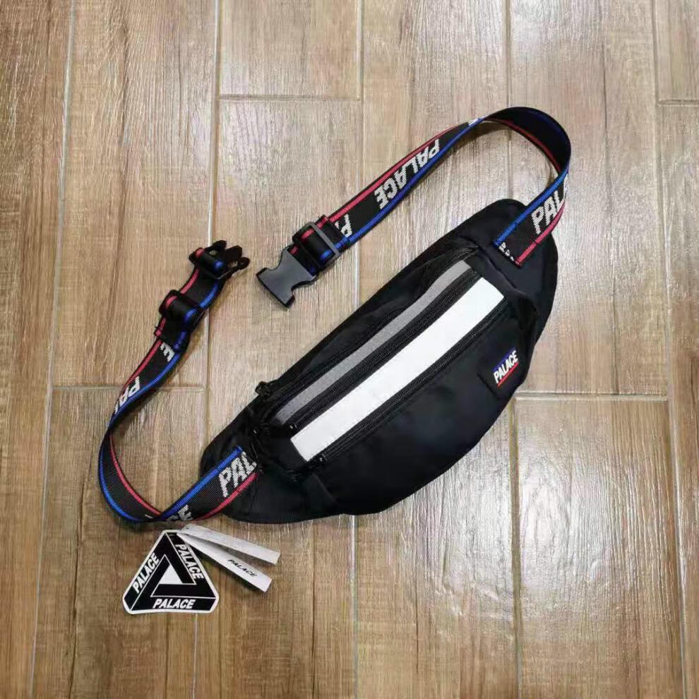 palace嘻哈三角3m反光胸包腰包蹦迪街头斜挎包手机单肩包男女ins 黑色
