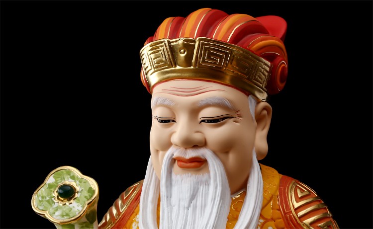 盛凡台湾福德正神大伯公摆件香樟木财神爷木雕彩绘土地公土地婆供奉