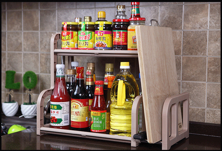 至舒(zhishu)厨房放调料作料瓶置物架2层油盐酱醋收纳架调味盒罐架子
