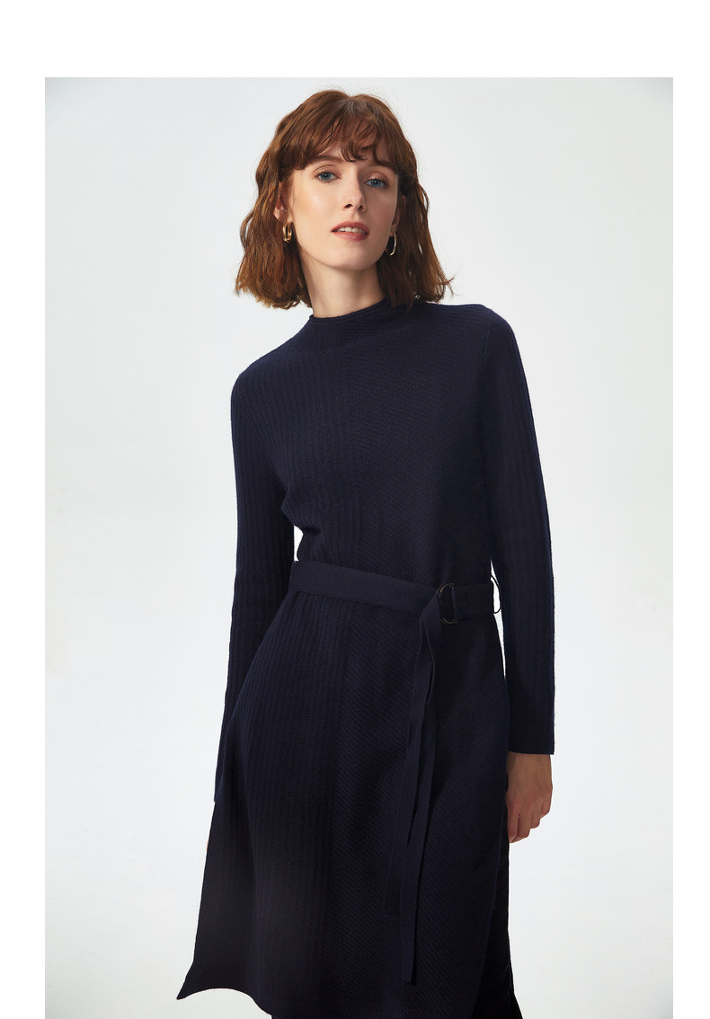 【商场同款】朗姿莱茵福莱尔连衣裙女夏季新款气质羊毛100%针织毛衣裙