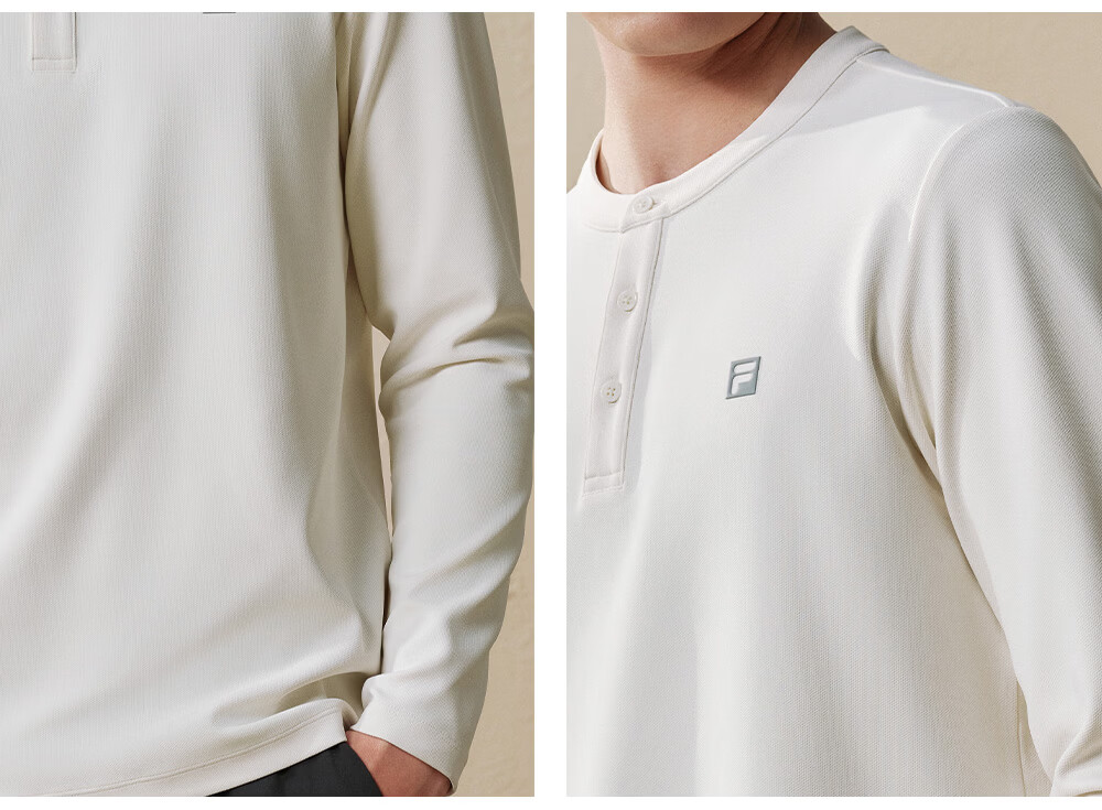 FILA Men's Knitted Long Sleeve T-Shirt 2026 Autumn Henry Collar Sports Fitness Quick-Dry Long Tee 19