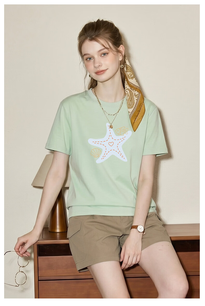 TonLion Pure Cotton Short Sleeve T-Shirt Women 200G Heavyweight Crew Neck Half Sleeve Summer 2026 New Loose Versatile Slim Fit Top 11