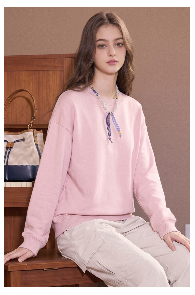 TonLion Women's Sweatshirt Spring and Autumn New Round Neck Pullover Casual Trendy Loose Long Sleeve Top 21