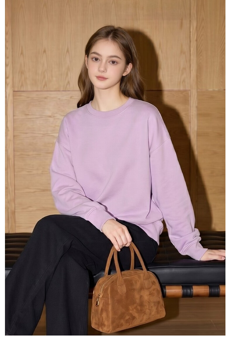 TonLion Women's Sweatshirt Spring and Autumn New Round Neck Pullover Casual Trendy Loose Long Sleeve Top 14