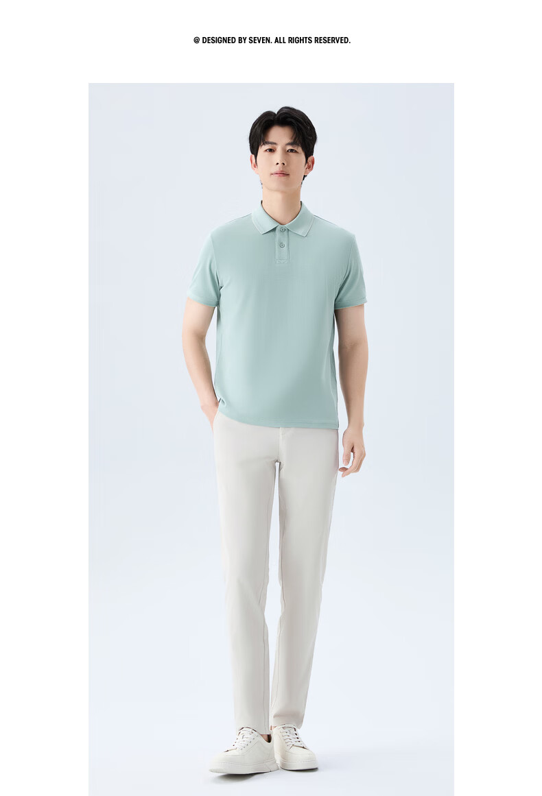 SEVEN Cool-Touch Non-Shrinking Collar Men's Summer Breathable Short-Sleeve POLO Shirt Business Casual Top 2XL 21