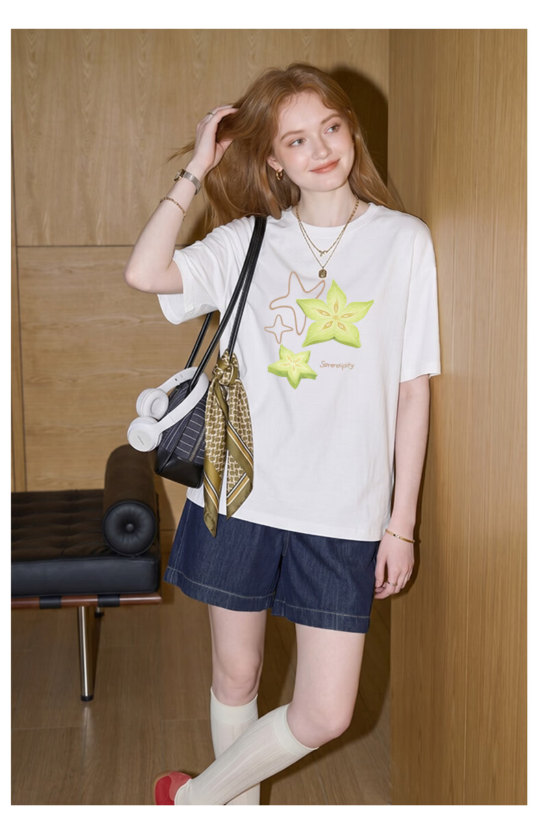 TonLion Women's Short Sleeve T-Shirt Pure Cotton Summer New Dopamine Design Casual Slim Fit Versatile Top 14