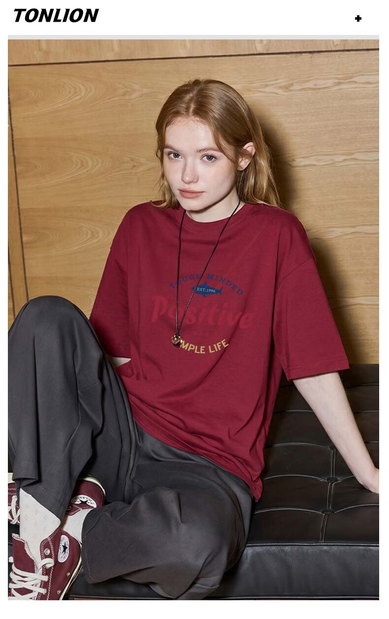 TonLion Cotton Short Sleeve T-Shirt for Women Summer New Loose Slim Fit Base Layer Half Sleeve Trendy Letter Design Top 15