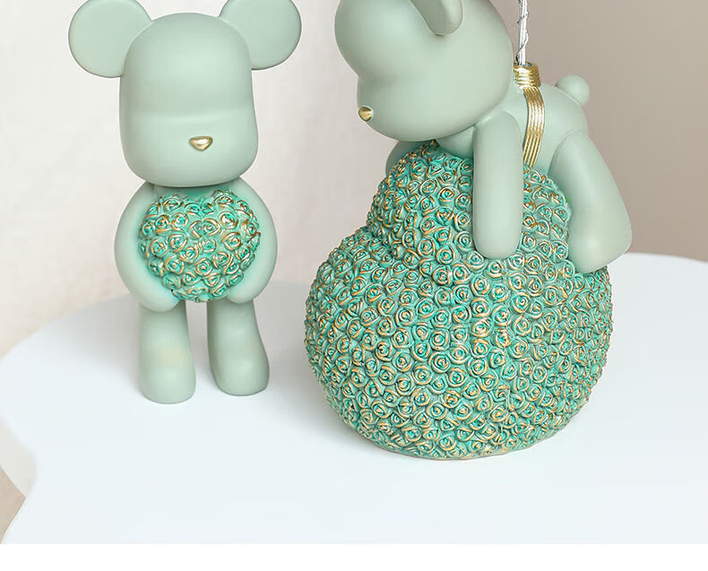 客厅办公室桌面系小物件感装饰品创意礼物 气球玫瑰花小熊粉色【图片