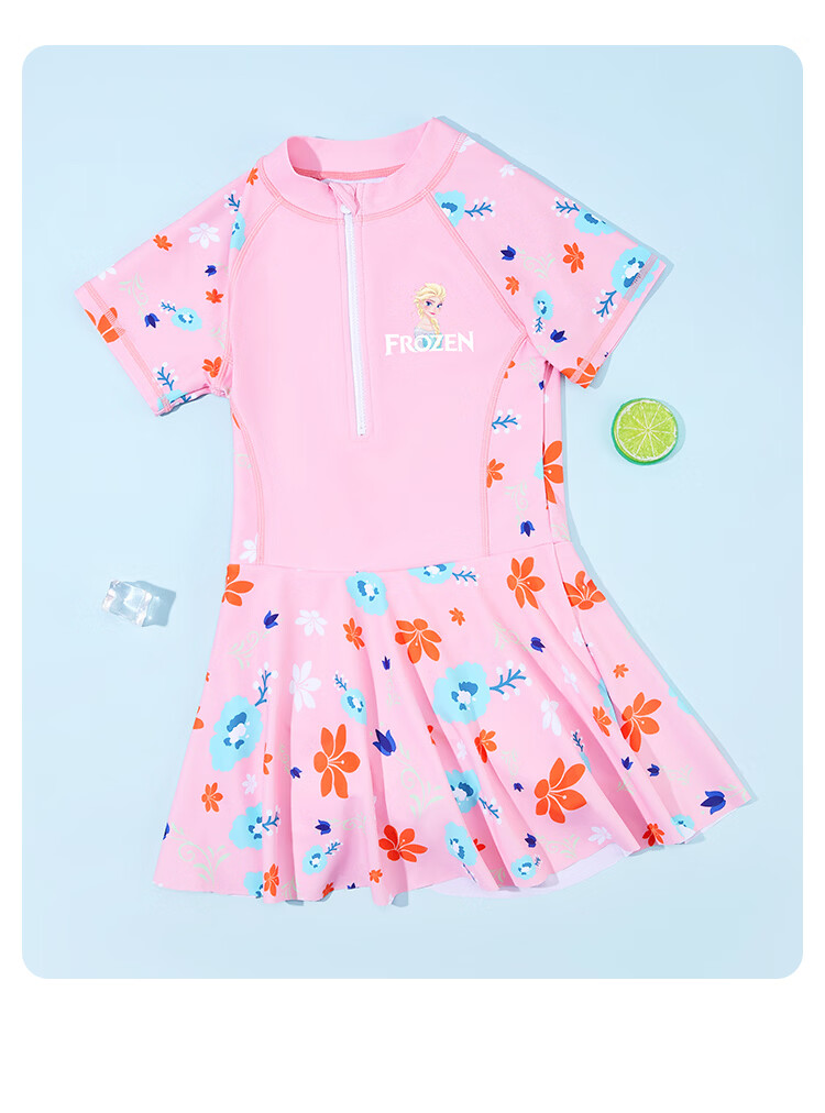 Disney Girls' One-Piece Swimsuit with Pleated Skirt Summer New SF240149 Pink Size 120 7