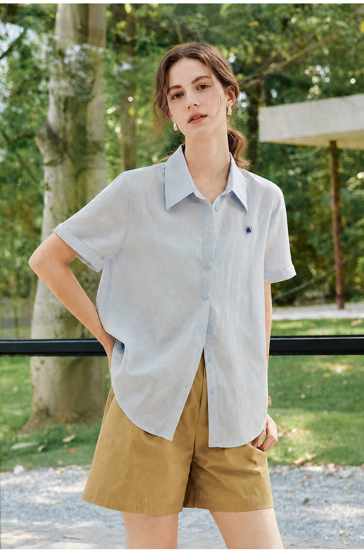 INMAN Tencel Linen Commuter Lightweight Short Sleeve Shirt Summer 2026 Women's Cardigan Glacier Pink L 27