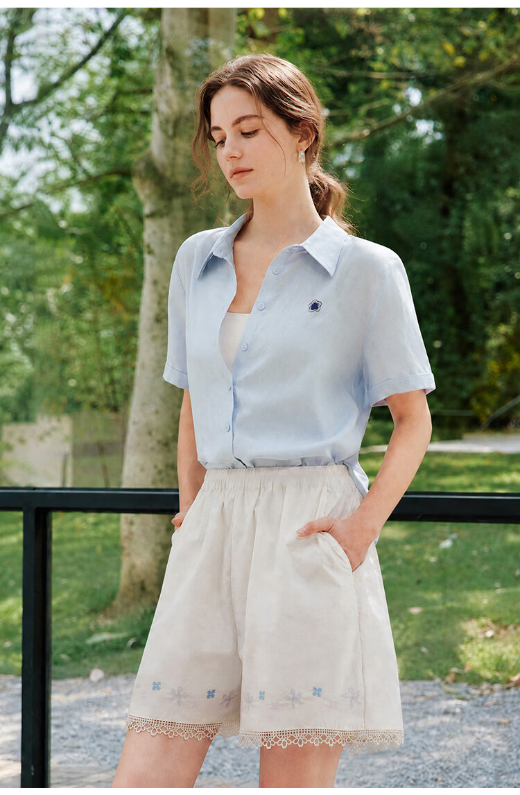 INMAN Tencel Linen Commuter Lightweight Short Sleeve Shirt Summer 2026 Women's Cardigan Glacier Pink L 28