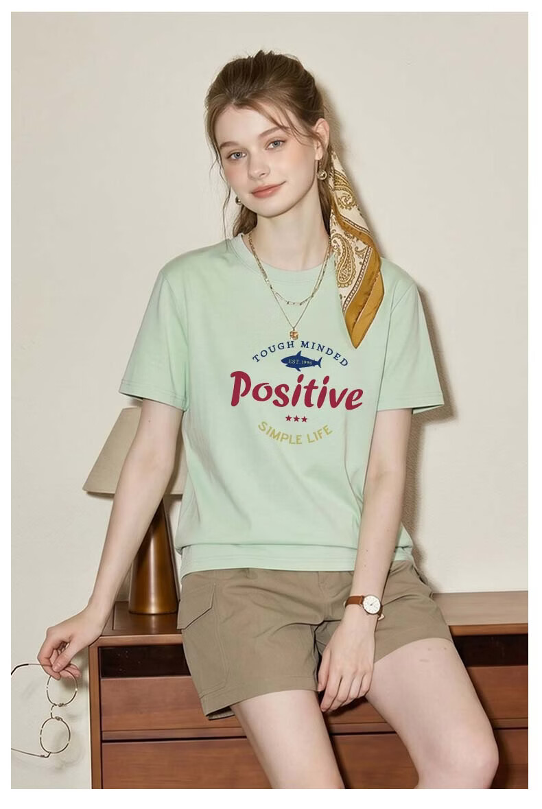 TonLion Cotton Short Sleeve T-Shirt for Women Summer New Loose Slim Fit Base Layer Half Sleeve Trendy Letter Design Top 11