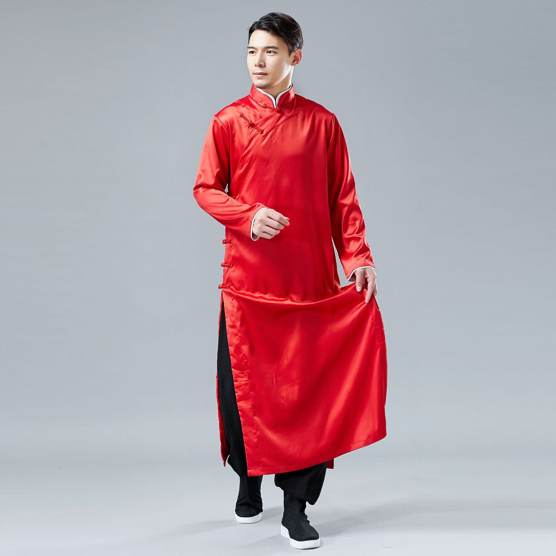 褂子 民国 男旗袍中式长衫唐装绸面新郎礼服古装盘扣长袍外套先生褂子