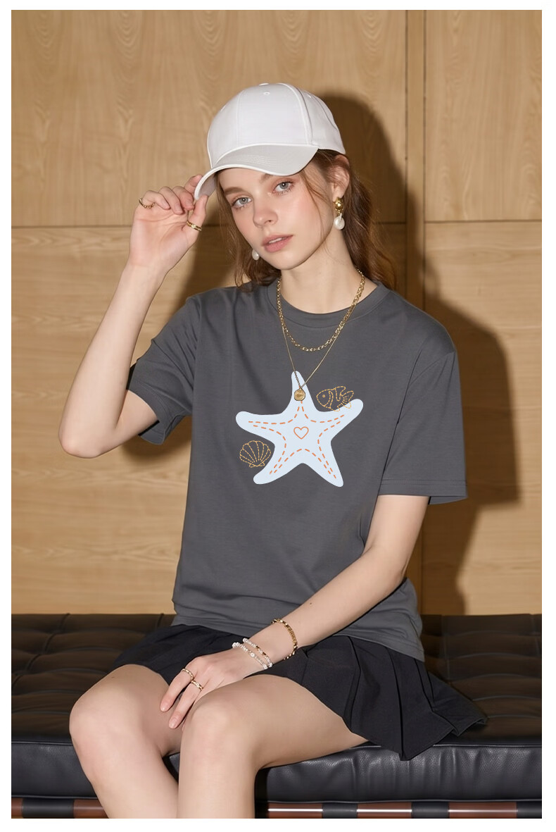TonLion Pure Cotton Short Sleeve T-Shirt Women 200G Heavyweight Crew Neck Half Sleeve Summer 2026 New Loose Versatile Slim Fit Top 20