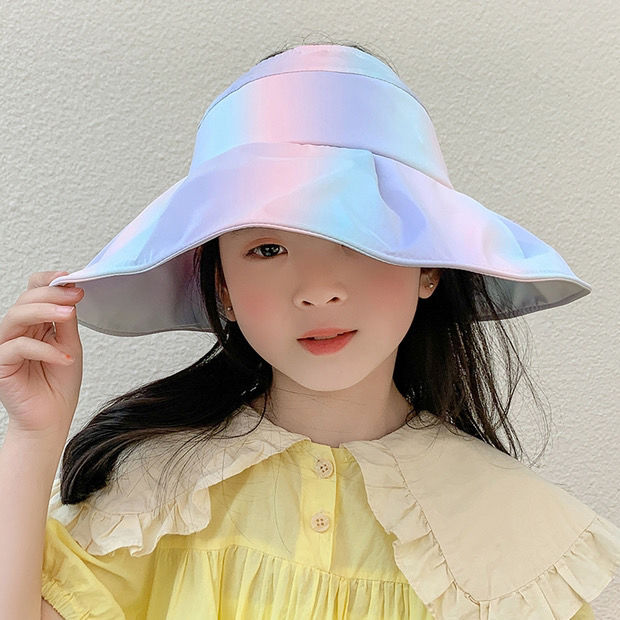 蚩云 太阳帽女童儿童彩虹晒帽子女童夏天空顶遮阳帽宝宝太阳帽风小
