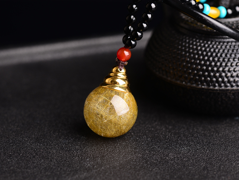 臻莱天然金发晶舍利瓶吊坠情侣款男女饰品水晶舍利塔项链舍利子佛教