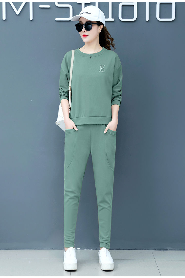 恒源祥运动套装女两件套秋季2020新款女装时尚休闲套装韩版连帽卫衣女