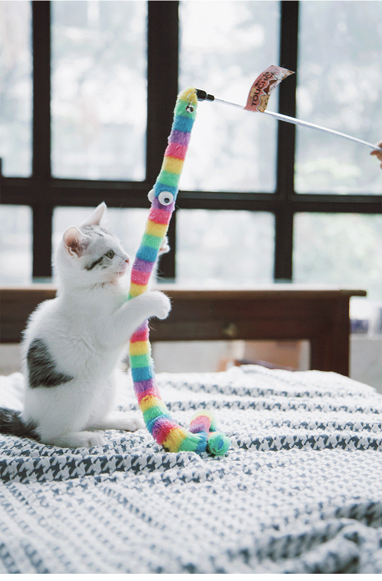 它它touchdog仙女逗猫棒猫咪玩具羽毛长杆斗猫棒猫猫用品自嗨耐咬绿色