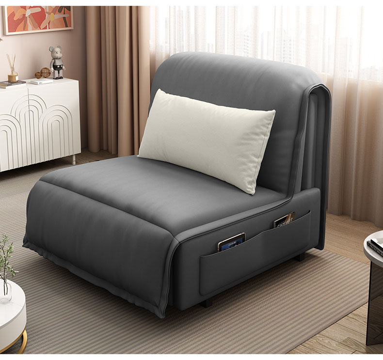 有翠(youcui) 电动沙发床90cm单人可折叠客厅两用科技布多功能小户型