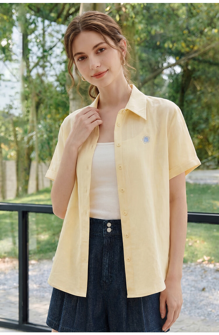 INMAN Tencel Linen Commuter Lightweight Short Sleeve Shirt Summer 2026 Women's Cardigan Glacier Pink L 21
