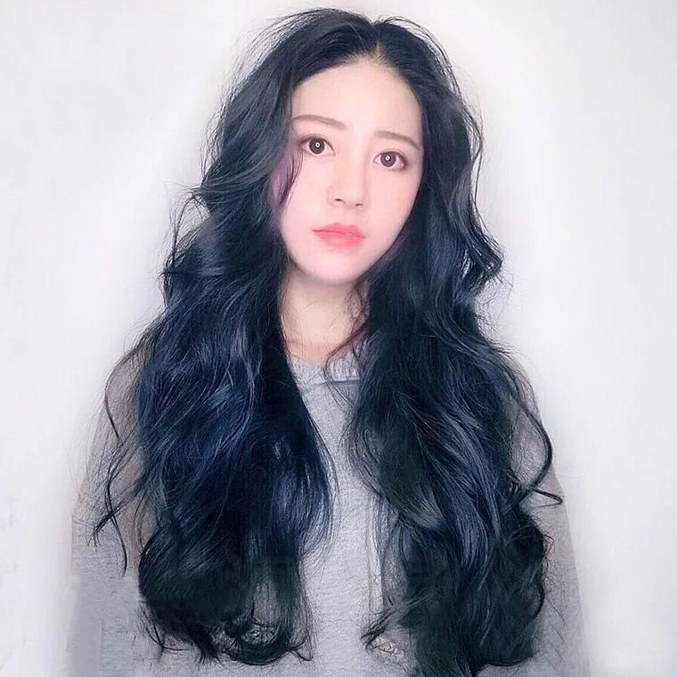 可乐蓝雾霾蓝雾蓝色染发剂流行色彩色染膏潮色蓝黑色染膏 蓝黑色 褪色
