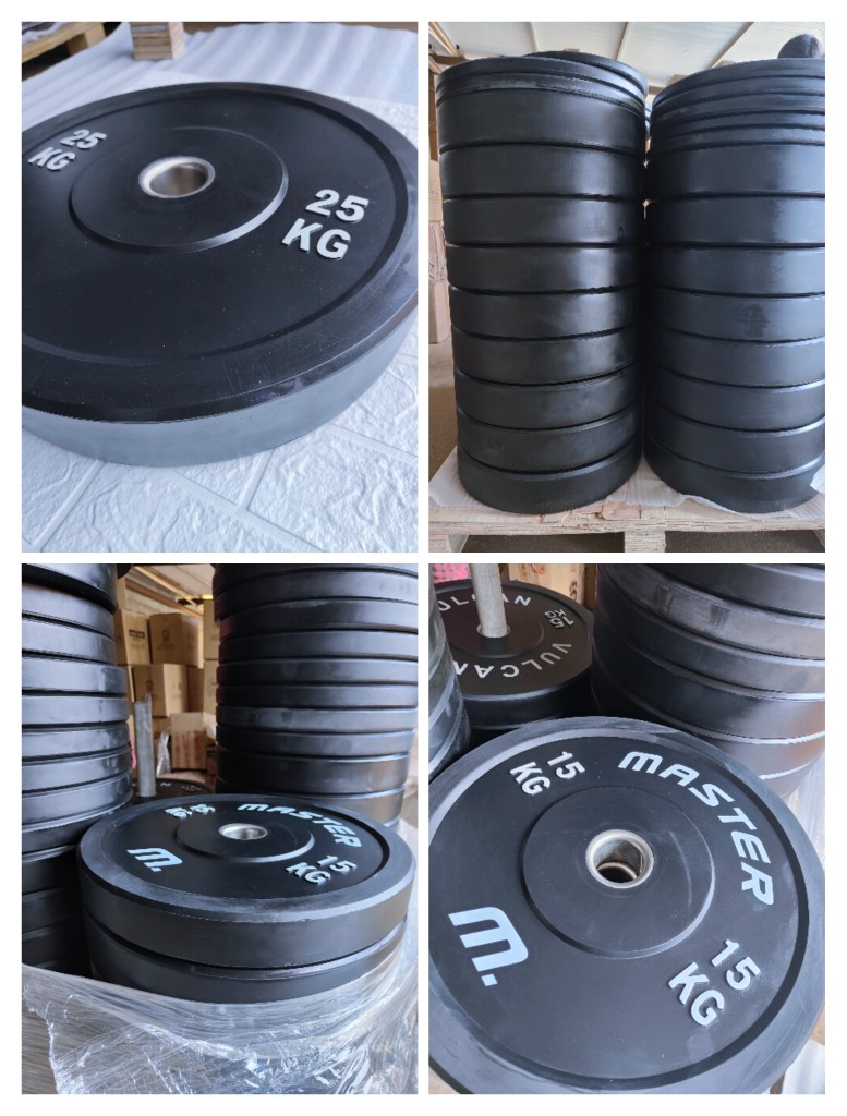 霓梦琳举重全胶杠铃片黑色大孔奥杆橡胶力量举健身环保公斤杠杆 黑色