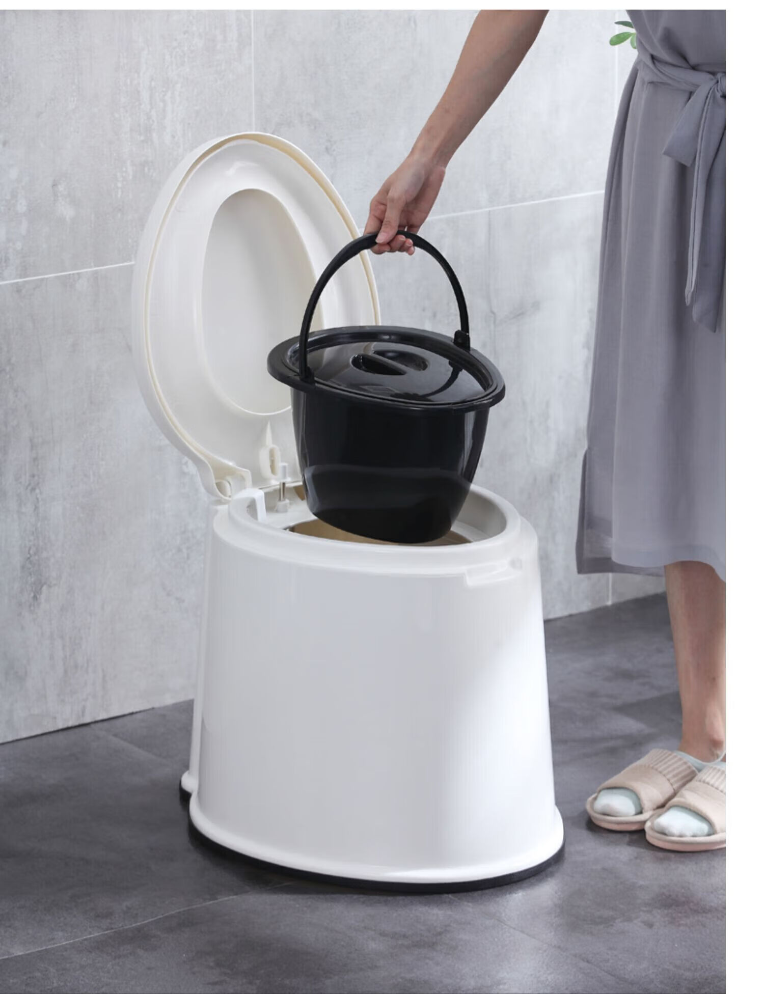 家用老人坐便器可移动马桶孕妇便携式尿桶 02增强白色房间厕所两用