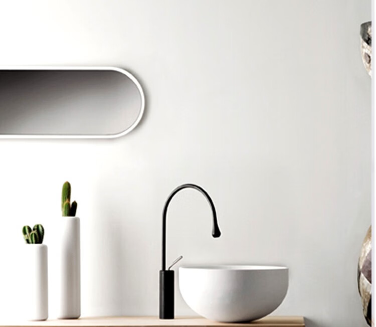 欧度卫浴水龙头意大利拉丝金色加长冷热洗脸洗手盆北欧黑色台上盆龙头