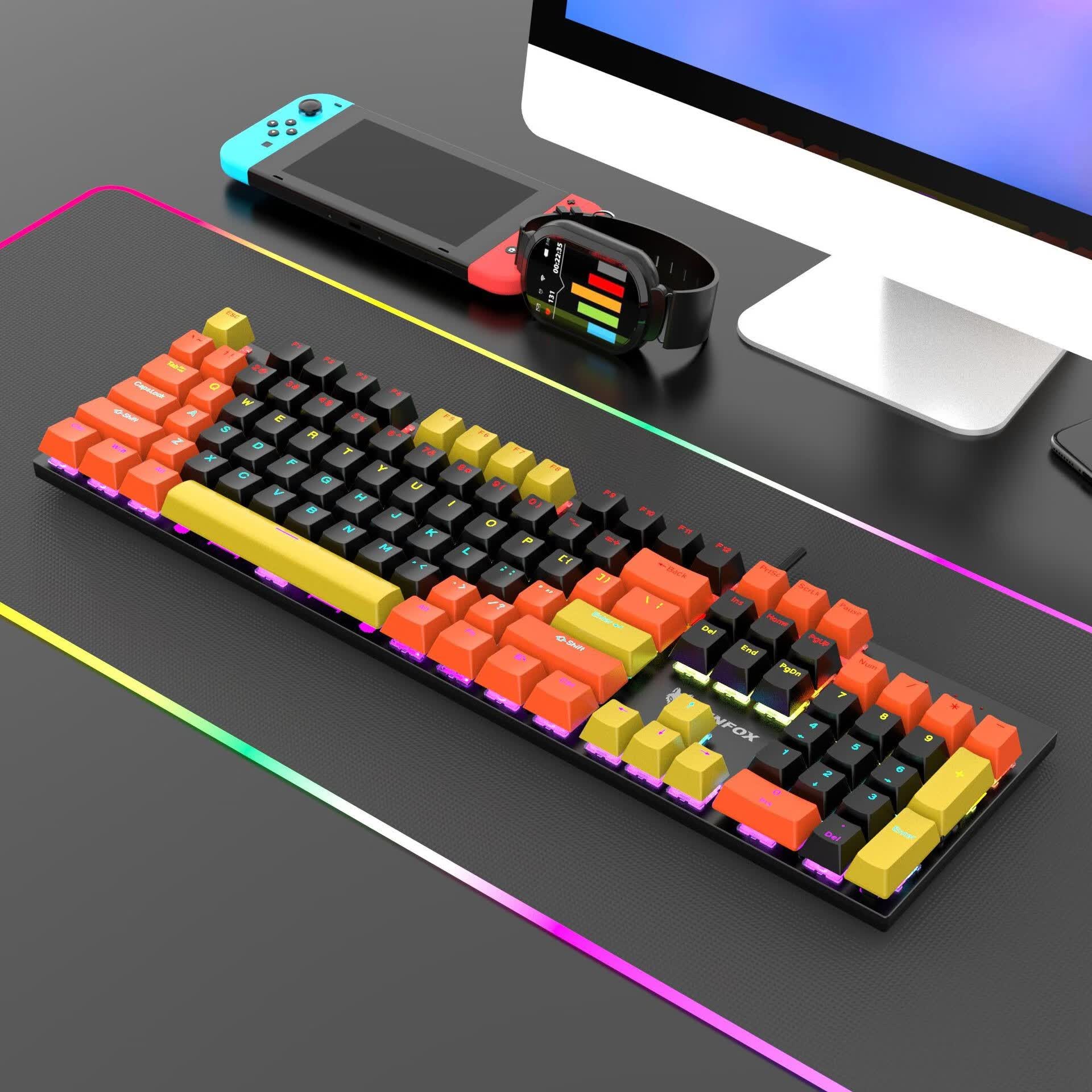 雷蛇(razer) 雷蛇炫银狐k501真机械电竞游戏键盘电镀朋克拼色电脑背光