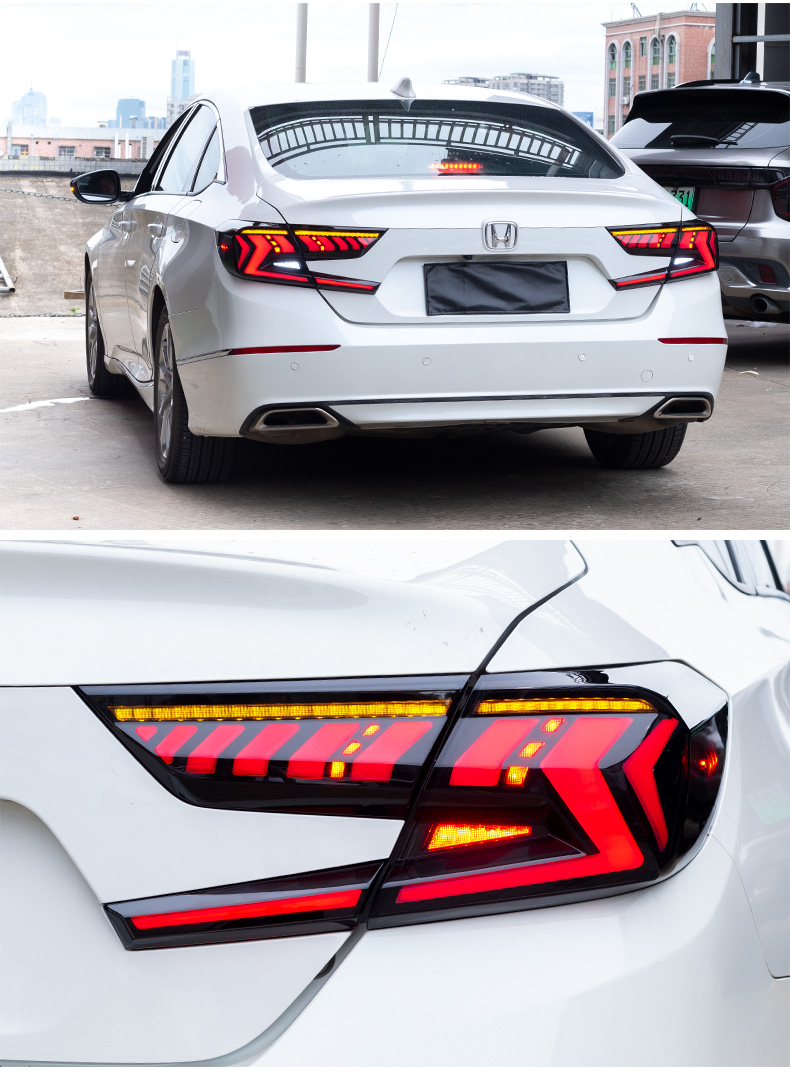 适用于十代雅阁尾灯总成改装十代半雅阁led流光转向刹车灯led尾灯