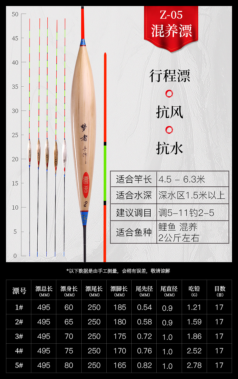 梦者手作芦苇浮漂鲫鱼鲤鱼混养鱼漂黑坑高灵敏醒目浮标z0215目3号