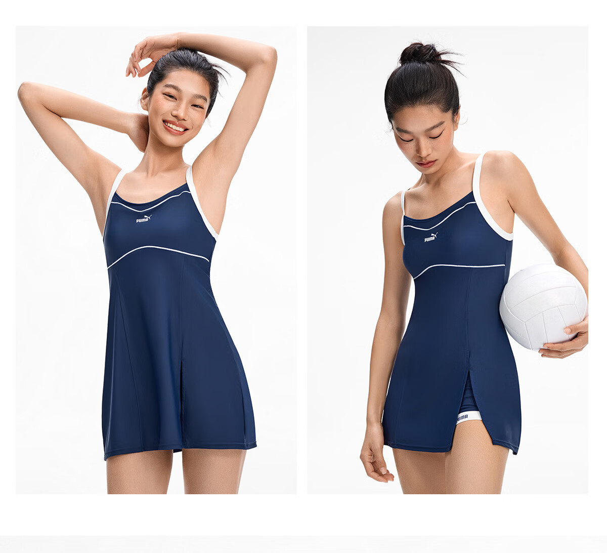 PUMA Women's One-Piece Swimsuit Dress, Conservative, Slimming, Plus Size, Suitable for Curvy Girls, Swimwear for Hot Springs And Beach 33