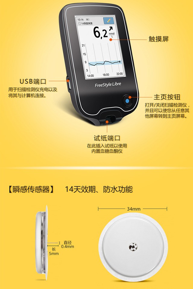辅理善瞬感传感器探头 家用测血糖不扎手免采血 扫描仪【图片 价格