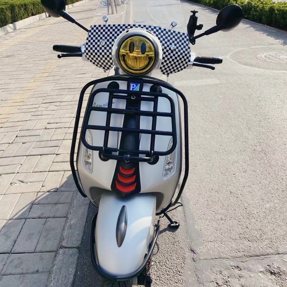 比亚乔vespa 春天 冲刺 150 原厂 前后 黑色 保险杠 护杠 保护杆 黑色