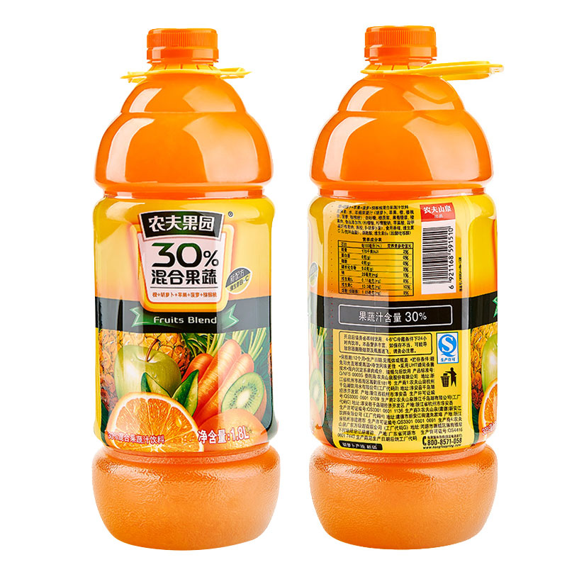 农夫山泉农夫果园30混合果蔬汁饮料18lx6瓶整箱菠芒18l6瓶