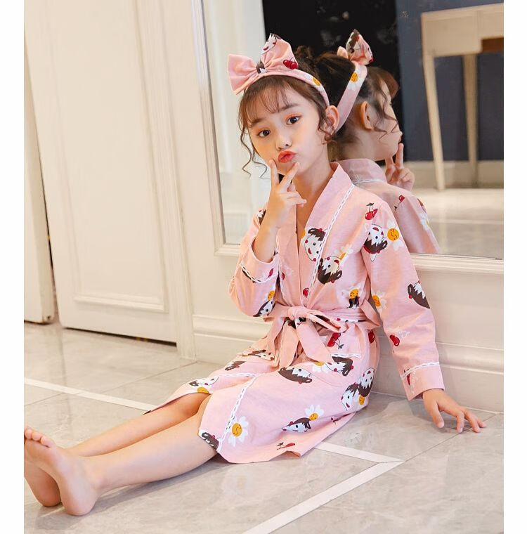 儿童浴巾可穿式浴袍 春秋季女童睡衣睡袍长袖宝宝小女孩公主宝宝女童