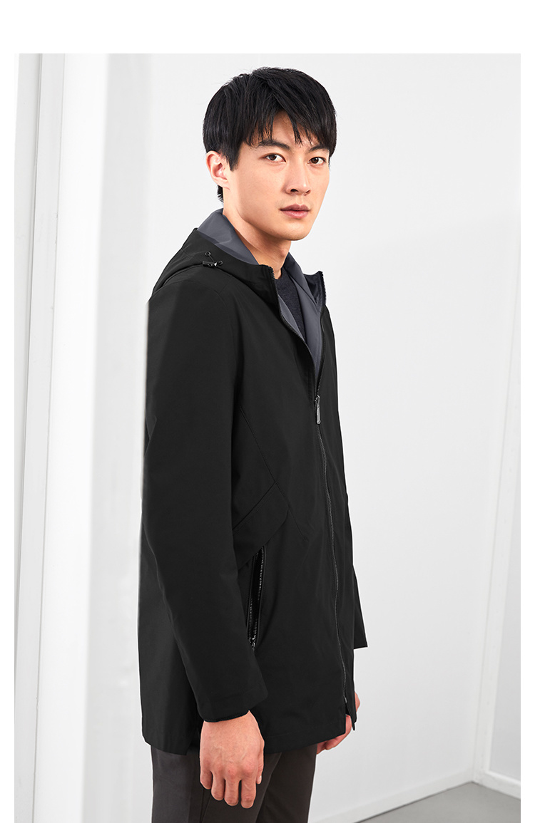【海澜之家风衣】hla海澜之家风衣男秋季双面连帽款时尚简约外套hw