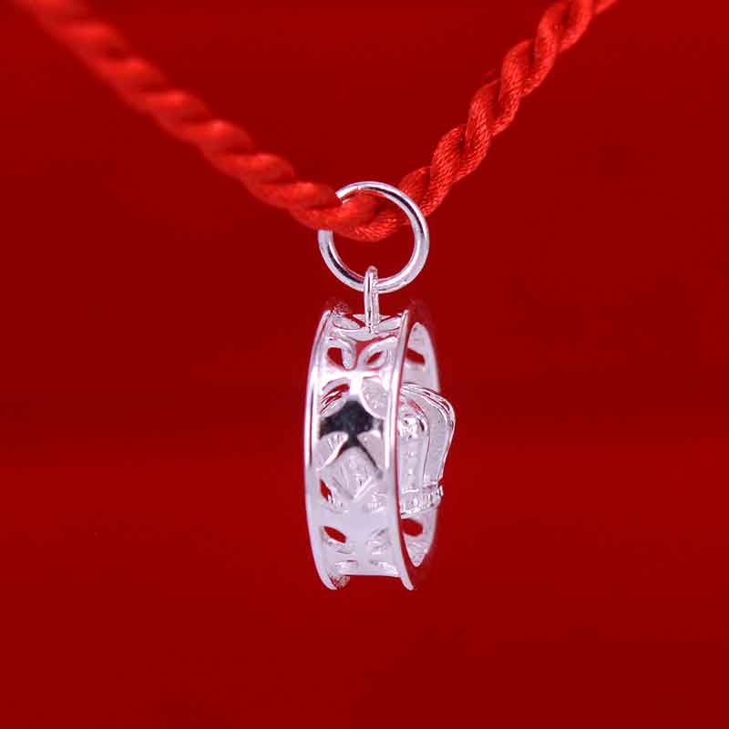 abay银饰990足银皇冠吊坠镂空圆形银挂件皇冠银挂饰时尚个性尊贵银