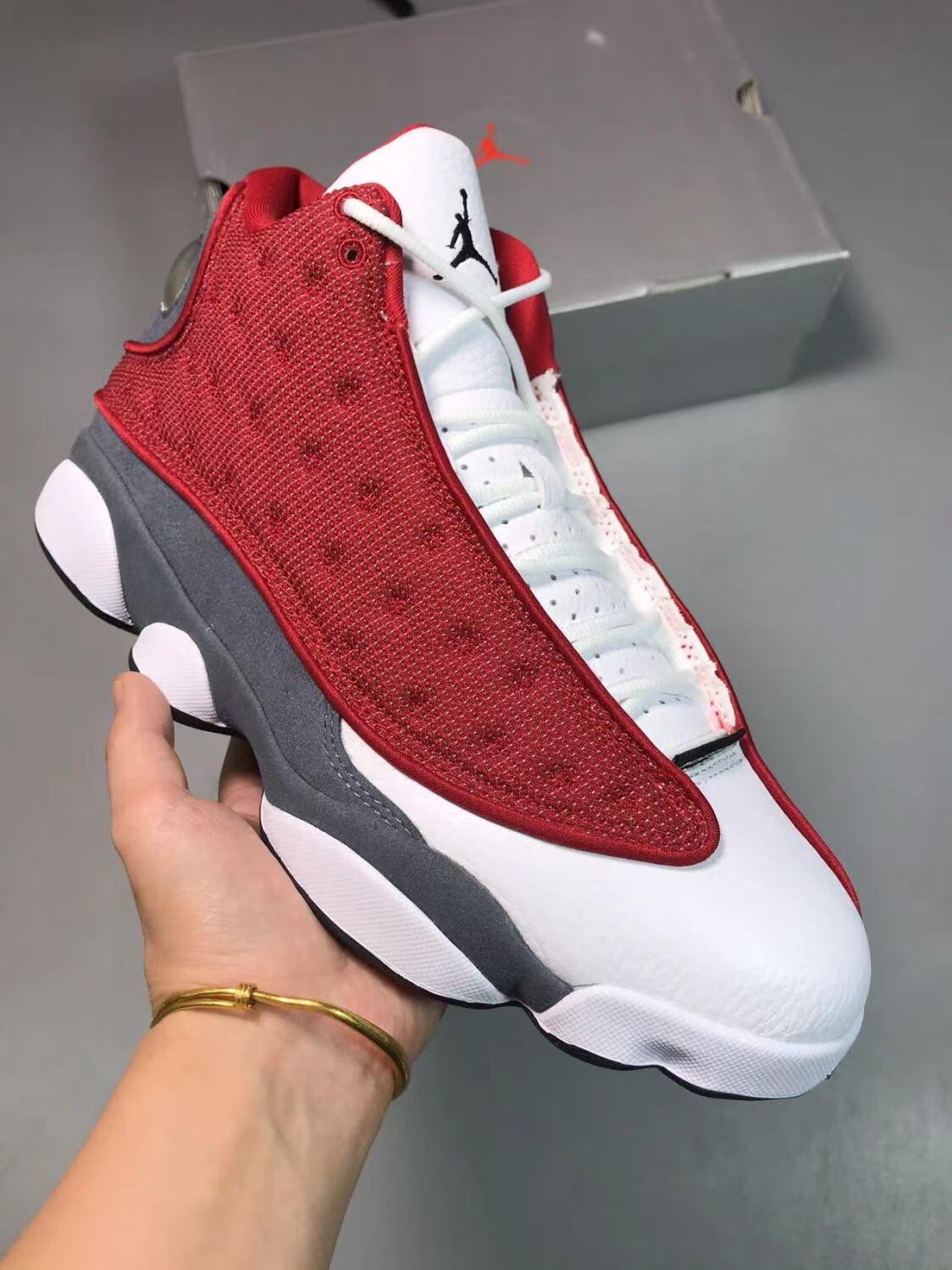 【官方旗舰】aj13 灰白红高帮蓝球鞋,运动鞋 鞋面带3m反光 白红.