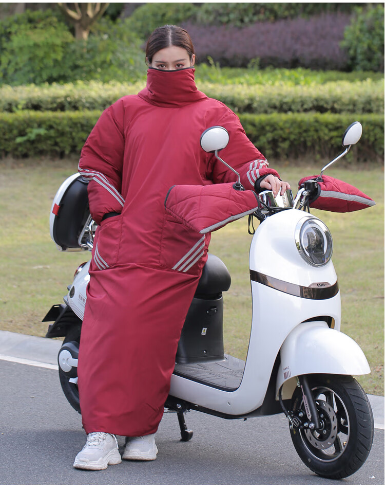 冬季加绒加厚冬天 电瓶车挡风被 防寒防水挡风罩摩托车防风衣t10 黄色
