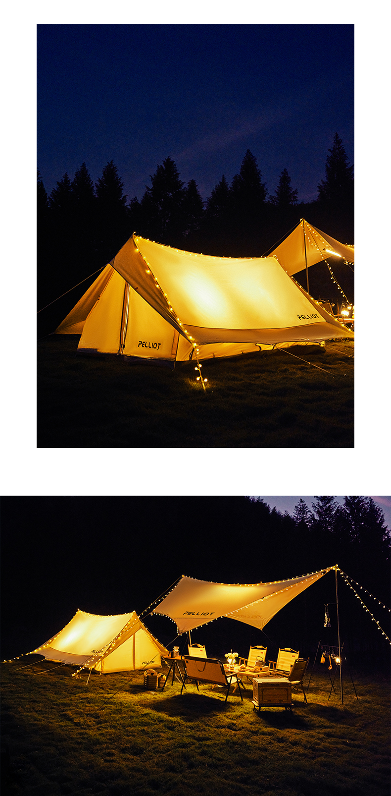 伯希和棉布屋脊帐篷户外精致露营轻奢野营复古豪华加厚屋檐帐篷隼天幕